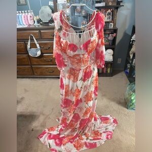 Flower off shoulder dress